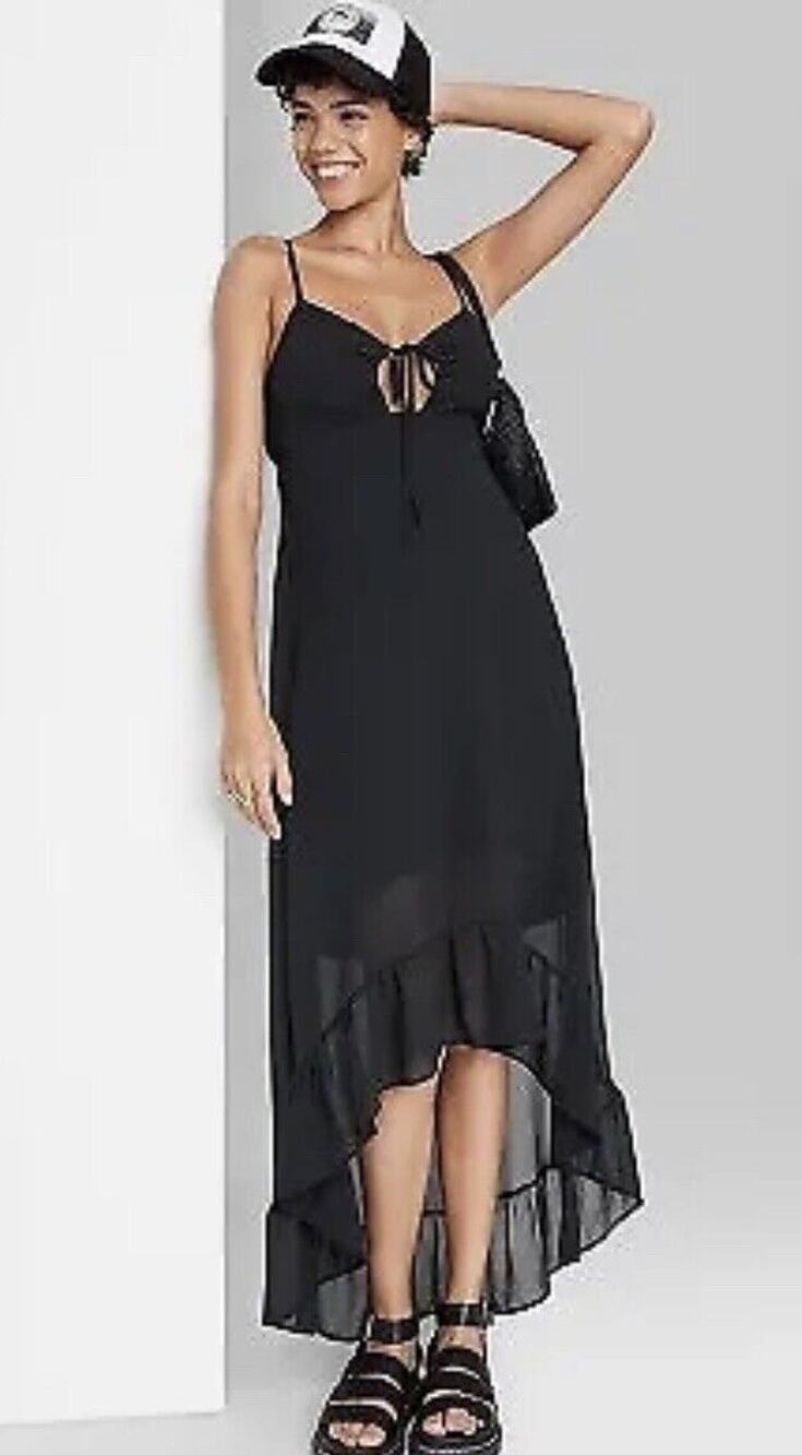 Wild Fable Sleeveless High-Low Hem Chiffon Dress - Black Women's XXS NWT